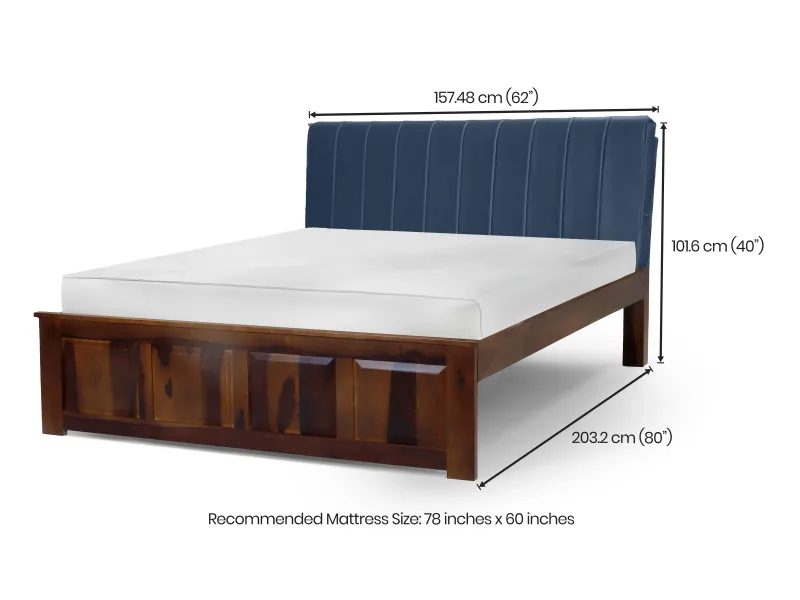 Regal Queen Bed with Navy Blue Leatherite